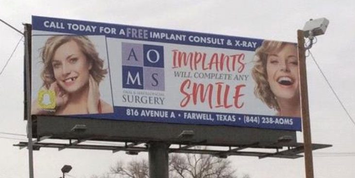 Photograph of Amarillo Dentistry Billboard Ad